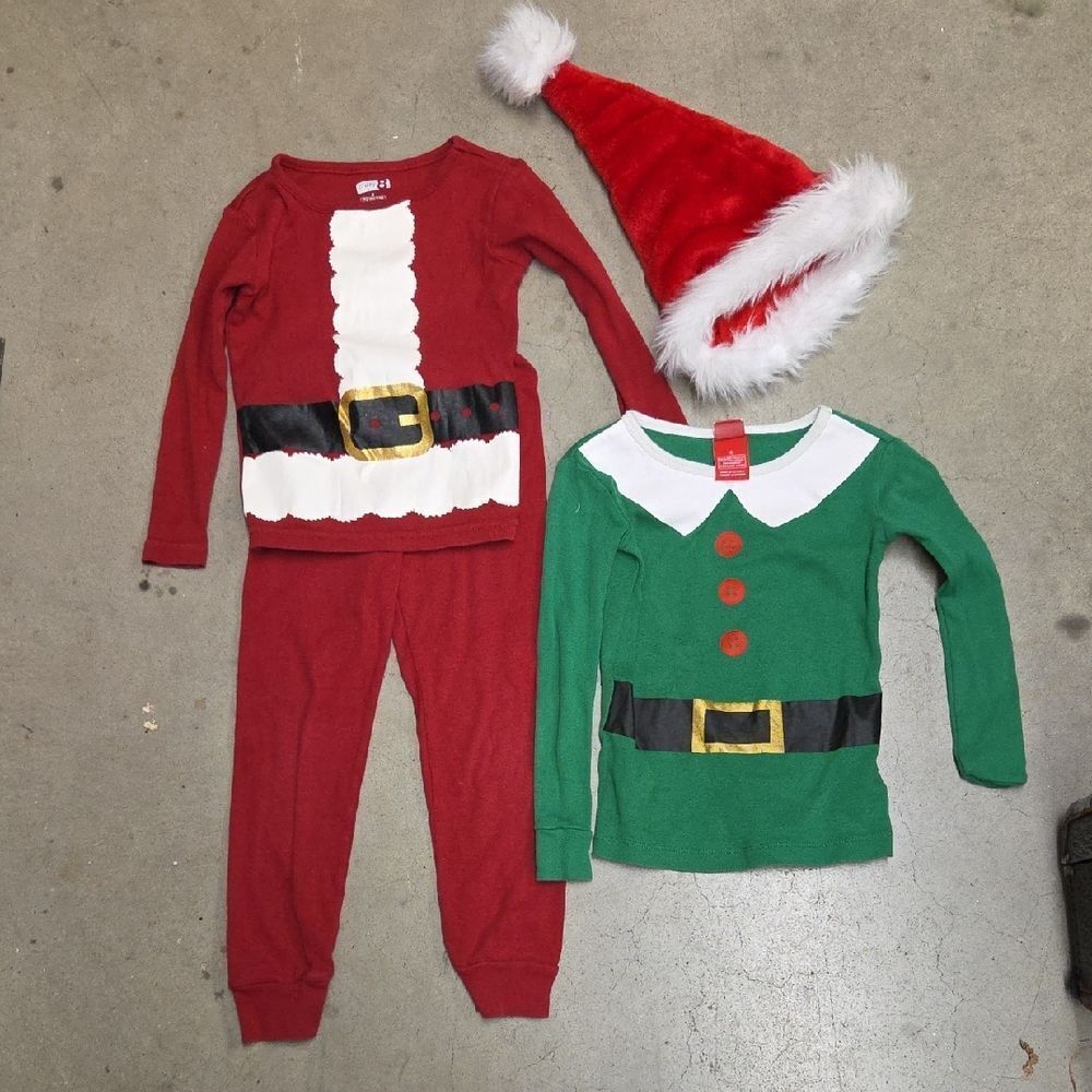 Childs Crazy 8 Santa Jammies With Extra Elf Top And Hat Size‎ 4